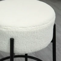 HOMCOM Lot de 2 tabourets de bar avec repose-pieds acier et revêtement effet laine bouclée hauteur 62 cm blanc et noir(m-9)