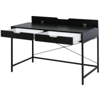 HOMCOM Bureau Informatique Style Industriel Grand Plateau dim. 120L x 60l x 75H cm 2 tiroirs Panneaux Particules métal Noir(m-6)
