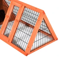 PawHut Jaula Conejo Conejera de Exterior con Buena Ventilación 2 Tablas Protección de Lluvia y Calor del Sol Ligero Madera de Abeto Estable Duradera Metal 118x50x45 cm(m-6)