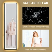 HOMCOM 150 x 40cm Full Length Mirror, with Adjustable Lights - Black(m-8)