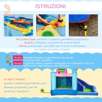 Outsunny Gioco Gonfiabile per Bambini 3-8 Anni a tema Narvalo con Borsa, 11 Paletti e Toppe Inclusi, 330x280x200 cm(m-6)