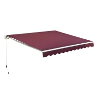 Outsunny Tenda da Sole a Bracci per Esterno con Manovella, Metallo e Poliestere, 3x2.5m Rosso Scuro(m-10)