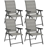 Outsunny Set of Four Folding Outdoor Chairs - Black/Grey(m-1)