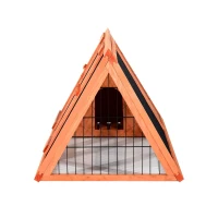 PawHut Jaula Conejo Conejera de Exterior con Buena Ventilación 2 Tablas Protección de Lluvia y Calor del Sol Ligero Madera de Abeto Estable Duradera Metal 118x50x45 cm(m-5)
