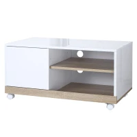 HOMCOM Carrello Porta TV con 1 Anta e Vani Aperti, Mobile per TV fino 42'' con Ruote, 80x45x39.5cm(m-10)