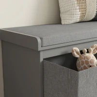 HOMCOM Three-Drawer Shoe Storage Bench, with Padded Top Seat - Grey(m-8)