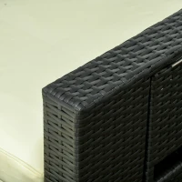 Outsunny 5PC PE Rattan Sun Lounger, Outdoor Wicker 5-level Adjustable Recliner Sofa Bed with Storage Side Table and Footstools, for Patio, Garden, Poolside, Black(m-9)