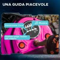 HOMCOM Moto Elettrica per Bambini con Acceleratore Manuale, 2 Velocità 8-16km/h, Età 8-12 Anni, Rosa(m-7)