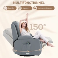 HOMCOM Fauteuil de Massage et Relaxation électrique Chauffant 360° pivotant inclinable manuellement Repose-Pied télécommande(m-5)
