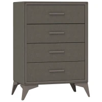 HOMCOM Velvet-Feel Chest of Four Drawers - Brown(m-1)