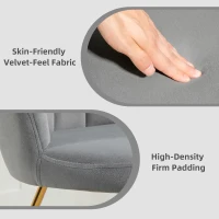 HOMCOM Velvet-Feel Lotus Petal Accent Chair - Grey(m-5)