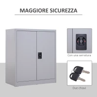 Vinsetto Armadietto Mobile Ripiano Regolabile Chiusura di Sicurezza per Casa Ufficio Garage Acciaio 80x40x92.5cm Grigio(m-6)