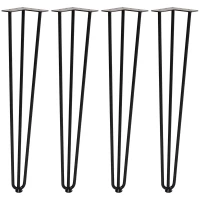 HOMCOM Gambe per Tavoli Set 4 Pezzi in Acciaio Preforato con 20 Viti Incluse, 12x12x71 cm, Nero(m-10)