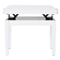 HOMCOM Banquette tabouret siège pour piano hauteur réglable 61L x 32l x 47-57H cm assise revêtement synthétique blanc(m-6)