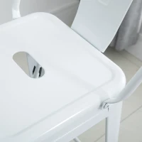 HOMCOM Set 4 Sgabelli da Cucina di Design in Metallo con Schienale Rimovibile e Poggiapiedi, 44x46x116cm, Bianco(m-8)