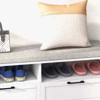 HOMCOM Shoe Bench with Removable Cushion, Shoe Storage Bench with Padded Seat, Open Compartments and Drawers for Entryway Hallway(m-7)