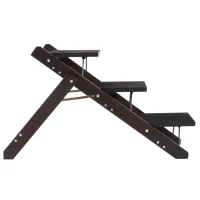 PawHut Escalier pour chien animaux pliable rampe 3 marches dim. 79L x 42l x 48H cm bois pin revêtement marches velours chocolat(m-4)
