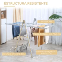 HOMCOM Tendedero Eléctrico Plegable con Alas Secador de Ropa y Zapatos Marco de Aleación de Aluminio 134x66x100 cm Plata(m-7)