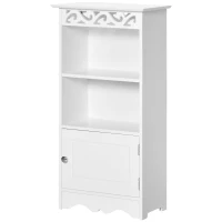 HOMCOM Mobiletto da terra  e un Armadietto 2 Ripiani Anta in MDF Bianco Bagno MDF 40L x 23P x 80A cm Bianco(m-10)