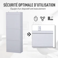 HOMCOM Armoire de rangement 2 placards double porte 3 étagères réglables 60L x 30l x 158H cm panneaux particules blanc(m-5)