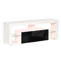 HOMCOM Mobile Porta TV con Luci a LED di 20 Colori e Telecomando per TV fino 55", 140x35x52 cm, Bianco(m-10)
