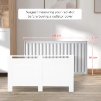 HOMCOM Wooden Radiator Cover Heating Cabinet Modern Home Furniture Grill Style White Painted (Large)(m-7)