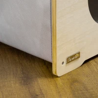 PawHut Niche pour chat 2 niveaux design scandinave avec tissu amovible et 2 coussins - 48 x 37,5 x 60 cm gris et bois naturel(m-9)