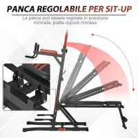 HOMCOM Power Tower Stazione per Allenamento Pieghevole e Multiuso con Barra Trazioni e Sedia Romana, 108x178x202-238cm(m-6)