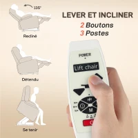 HOMCOM Fauteuil releveur électrique avec fonction massage et chauffage avec dossier inclinable, ports USB, télécommande, beige(m-4)