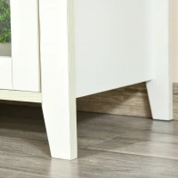 HOMCOM Meuble banc TV rangement avec 2 portes et 2 niches 140 x 39,5 x 50 cm - passe-câbles - en MDF - blanc(m-8)