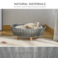 PawHut Wicker Dog Sofa PE Rattan Cat Bed Elevated Pet Bed Hand Woven with with Washable Soft Cushion Indoor Outdoor Use, for Small Medium Sized Dogs(m-4)
