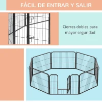 PawHut Parque para Mascotas 8 Vallas 80x60 cm Jaula para Perros Bricolaje de Metal con Puerta y Doble Cerradura Cerca de Entrenamiento para Jardín Negro(m-7)