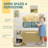 AIYAPLAY Libreria per Bambini a 2 Livelli con Cassetto su Ruote per Giochi e Libri, 62x40x88 cm, Bianco(m-4)