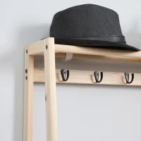 HOMCOM Appendiabiti in Legno Naturale con 4 Ganci, 3 Mensole e 2 Cassetti in Tessuto, 58x36x168cm(m-8)