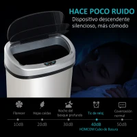 HOMCOM Cubo de Basura Apertura Automática Sensor Papelera Reciclaje para Cocina Dormitorio 58L Acero Inox(m-7)