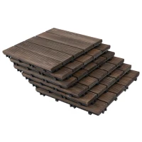 Outsunny 27 Pcs Solid Wood Interlocking Decking Tiles For Patio, Balcony, Roof Terrace, Hot Tub, Black, (30 x 30 cm Per Piece)(m-14)