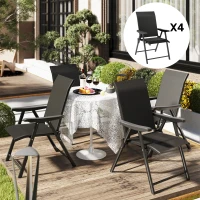 Outsunny Set of Four Folding Outdoor Chairs - Black(m-10)