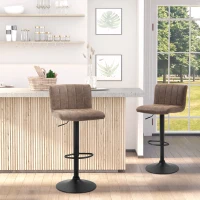 HOMCOM Adjustable Barstools Set of 2, Swivel Counter Bar Chairs, Bar Stools with Footrest, PU Leather, Gas Lift, Brown(m-4)