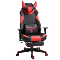 Vinsetto High-Back Gaming Chair Swivel Home Office Computer Racing Gamer Desk Chair Faux Leather with Footrest, Wheels, Black Red(m-1)