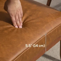 HOMCOM 2 Pack Retro-Style Accent Chair, with Faux Leather Seat - Brown(m-7)