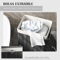 HOMCOM Cesto para la Ropa Sucia Plegable con Tapa Cubo para la Colada Rectangular con Asas 40x30x60 cm Gris Oscuro(m-5)