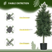 HOMCOM Lot de 2 plantes artificielles Cèdre avec pot, hauteur 90 cm, Conifère, 38L x 12,5l x 90H cm(m-7)