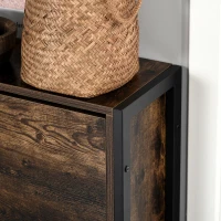 HOMCOM Mobile Scarpiera Salvaspazio Stile Industriale per 12 Paia di Scarpe, Legno e Metallo, 60x24x115cm Marrone e Nero(m-8)