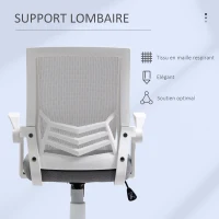 Vinsetto Chaise bureau fauteuil de bureau chaise ergonomique en maille avec support lombaire hauteur réglable fonction à bascule pivotant à 360 ° accoudoirs rabattables, 62,5 x 55 x 94-104 cm, gris(m-6)