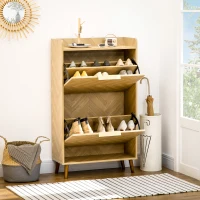 HOMCOM Meuble à chaussures à 2 abattants pour petit entrée salon chambre 70 x 30 x 120 cm(m-7)