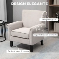 HOMCOM Poltrona d'Arredo in Stile Nordico con Braccioli, in Legno e Poliestere, 79x78x87 cm, Grigio e Marrone(m-4)