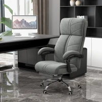 Vinsetto Fauteuil chaise de bureau massant chauffant inclinable avec repose-pieds intégré 5 roulettes gris(m-2)