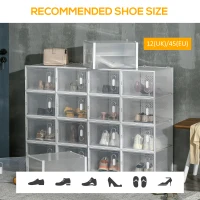 HOMCOM 18PCS Clear Shoe Box, Plastic Stackable Shoe Storage Box for UK/EU Size up to 12/46 with Magnetic Door for Women/Men, 28 x 36 x 21 cm(m-7)
