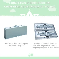 Outsunny Table de Camping Pique-Nique Pliante Aluminium 4 Places en Valise(m-6)