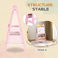 AIYAPLAY Tableau enfant chevalet enfant double face 2 boîtes de rangement pour enfants 3 - 8 ans 49 x 53,5 x 113 cm rose(m-7)